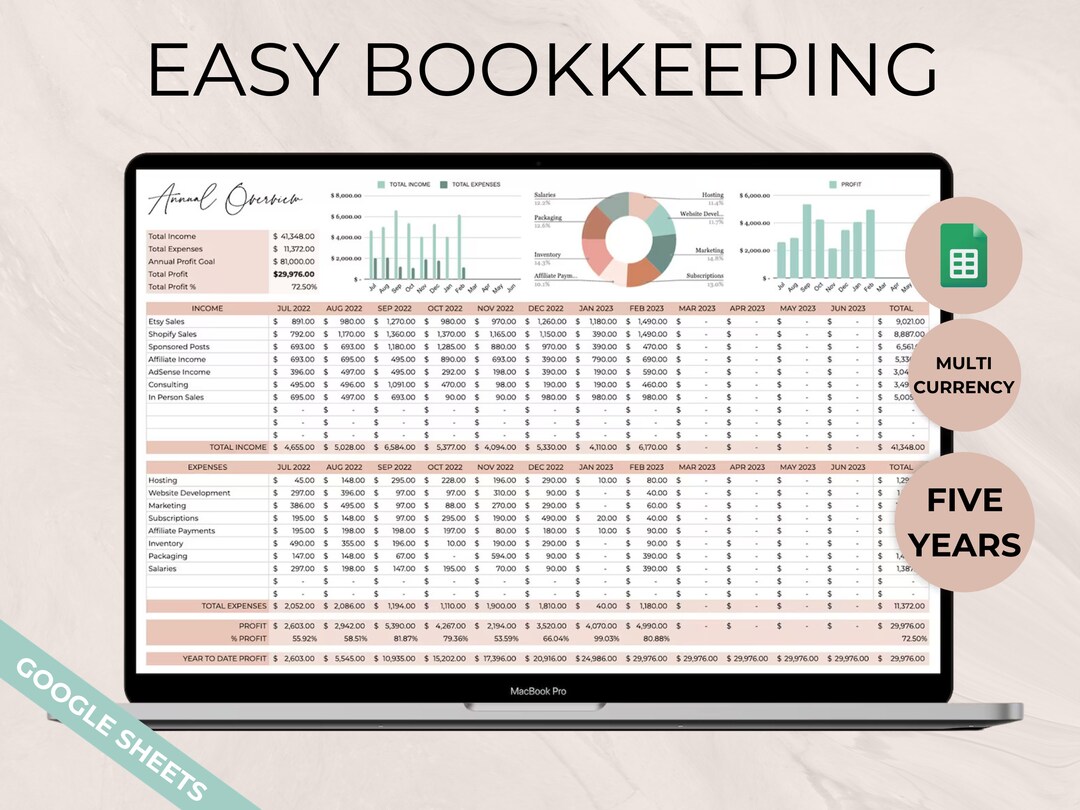 Ultimate Bookkeeping Spreadsheet Accounting Spreadsheet Sales Etsy