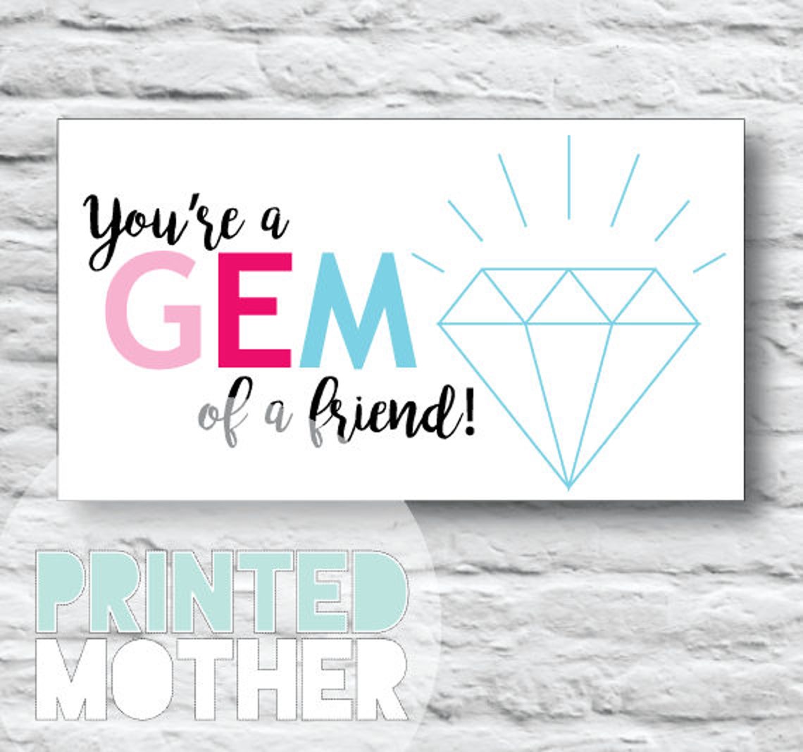 You're A Gem Printable PDF Gift Tags Valentine Favors Classroom Gifts ...
