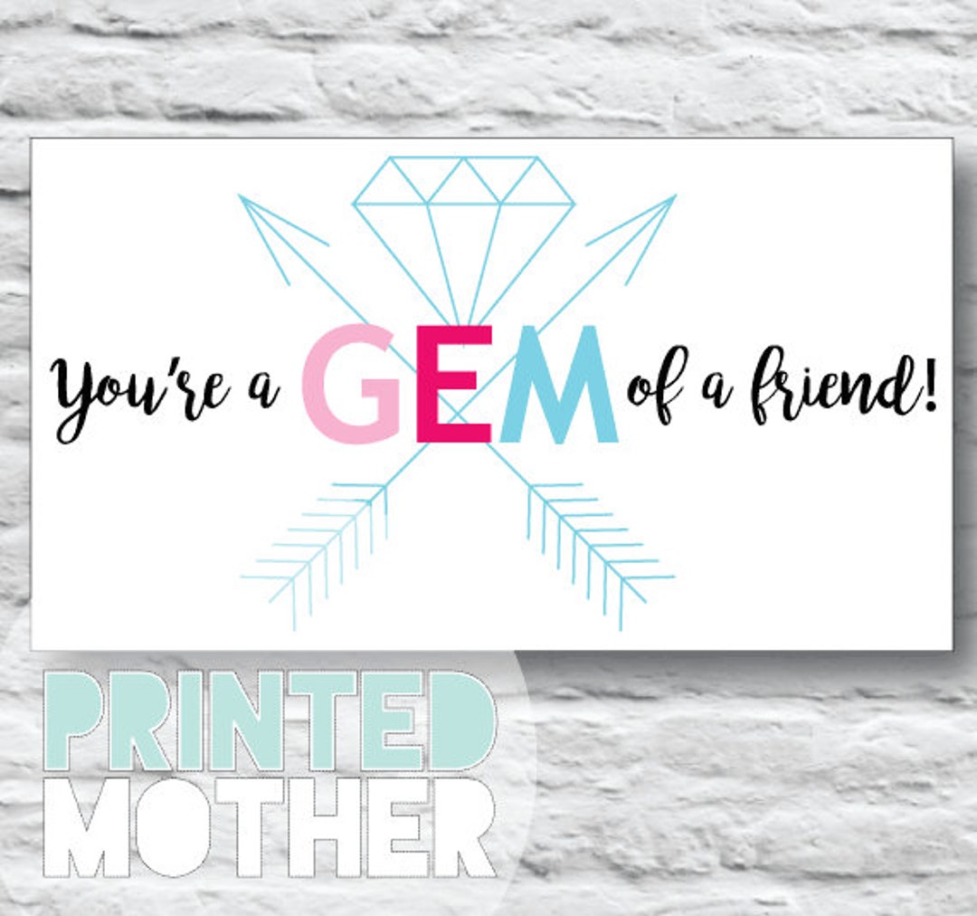 You're a GEM of a Friend Printable PDF Gift Tags Valentine Classroom
