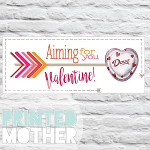 Aiming For You Chocolate Heart Valentine Printable PDF Gift Tags | Classroom Treats Favors | Kids Valentines | Instant Download
