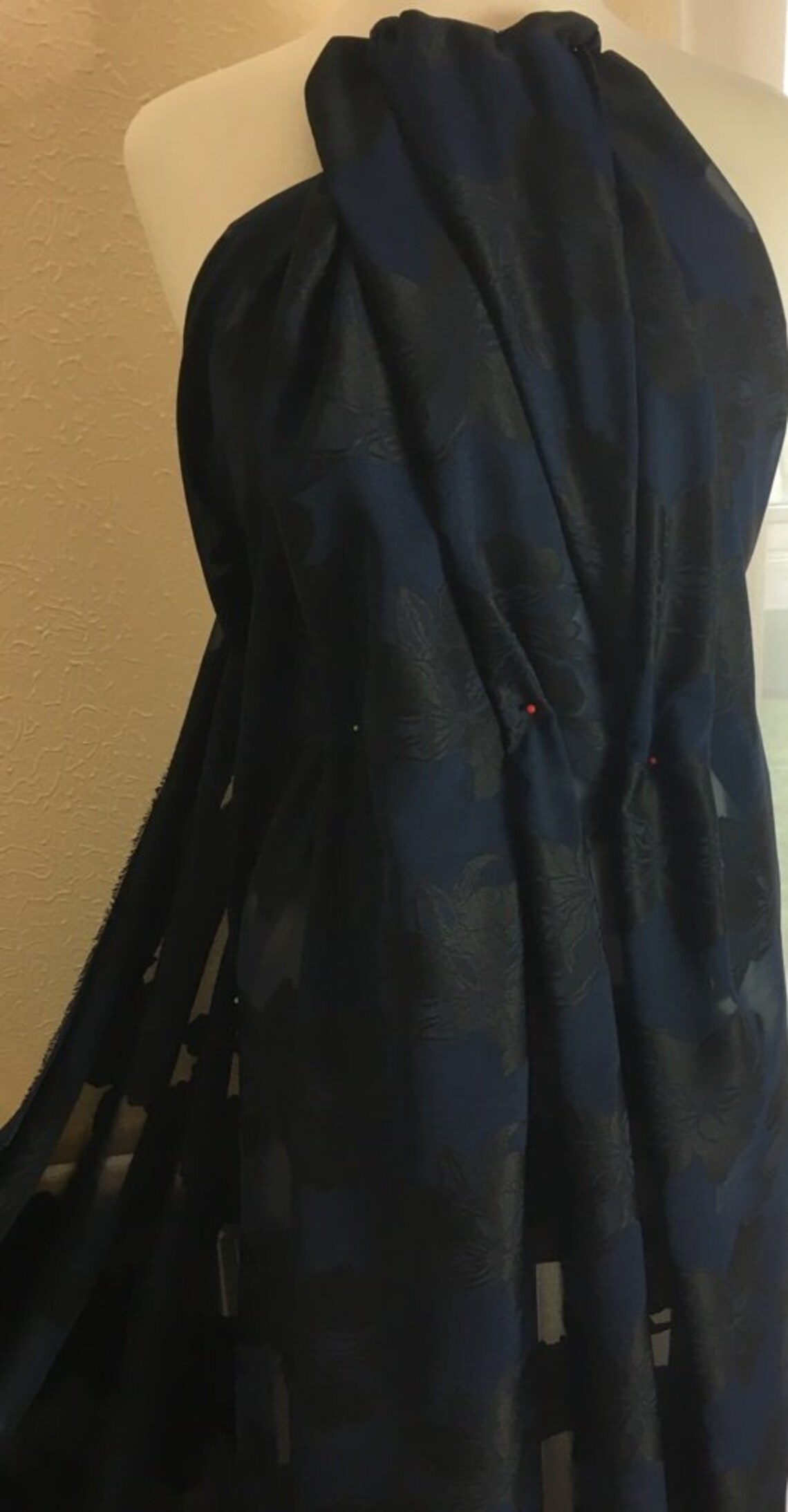 Navy Blue Cotton Jacquard Etsy