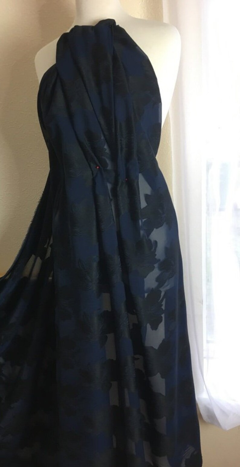 Navy Blue Cotton Jacquard Etsy