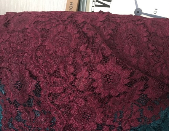 Burgundy Corded Lace Fabric Sold by Metre Width: 154cm | Etsy