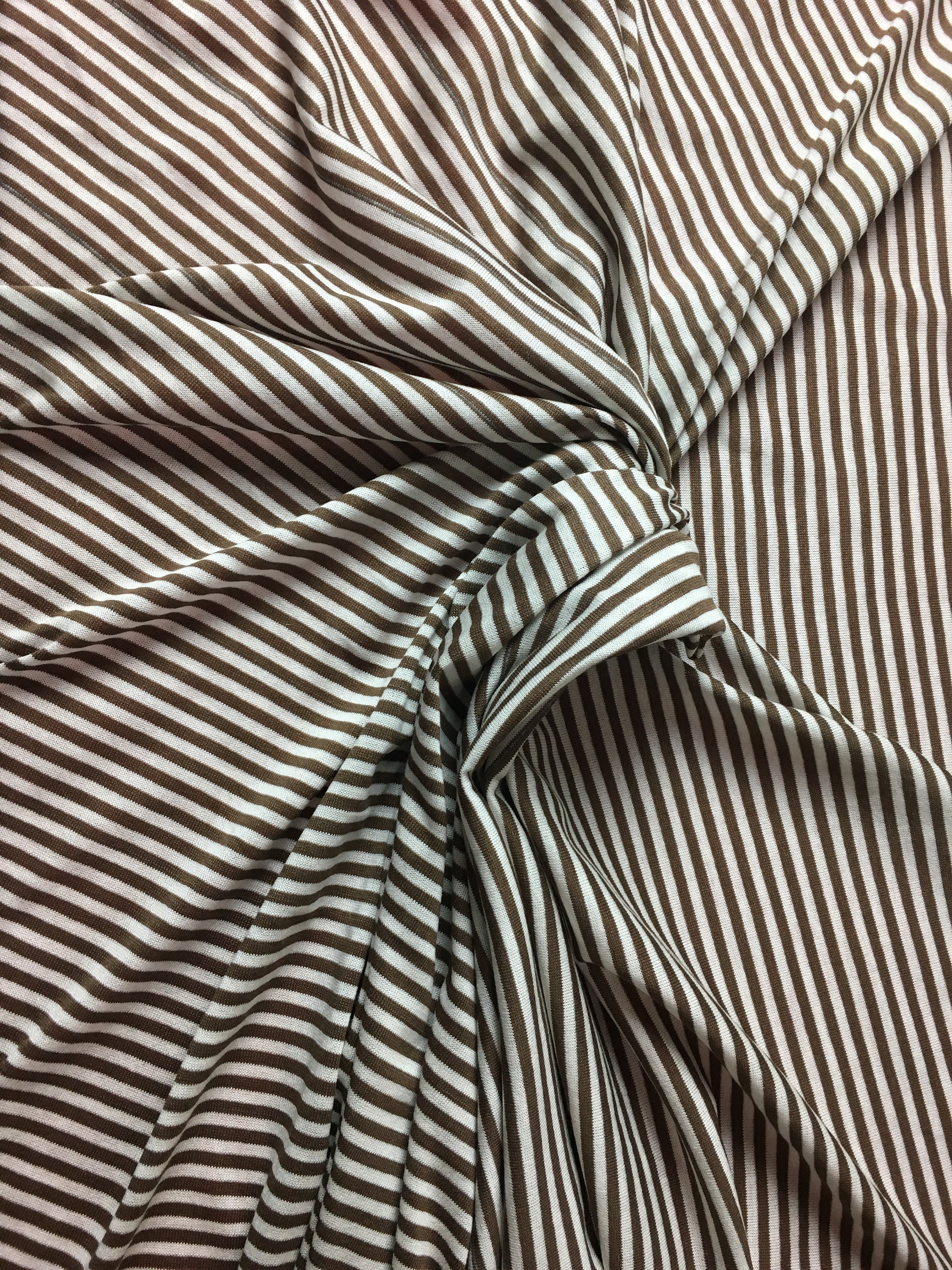Stripe Cotton Jersey Knit Fabric Sold by Metre, White and Brown, Soft ...