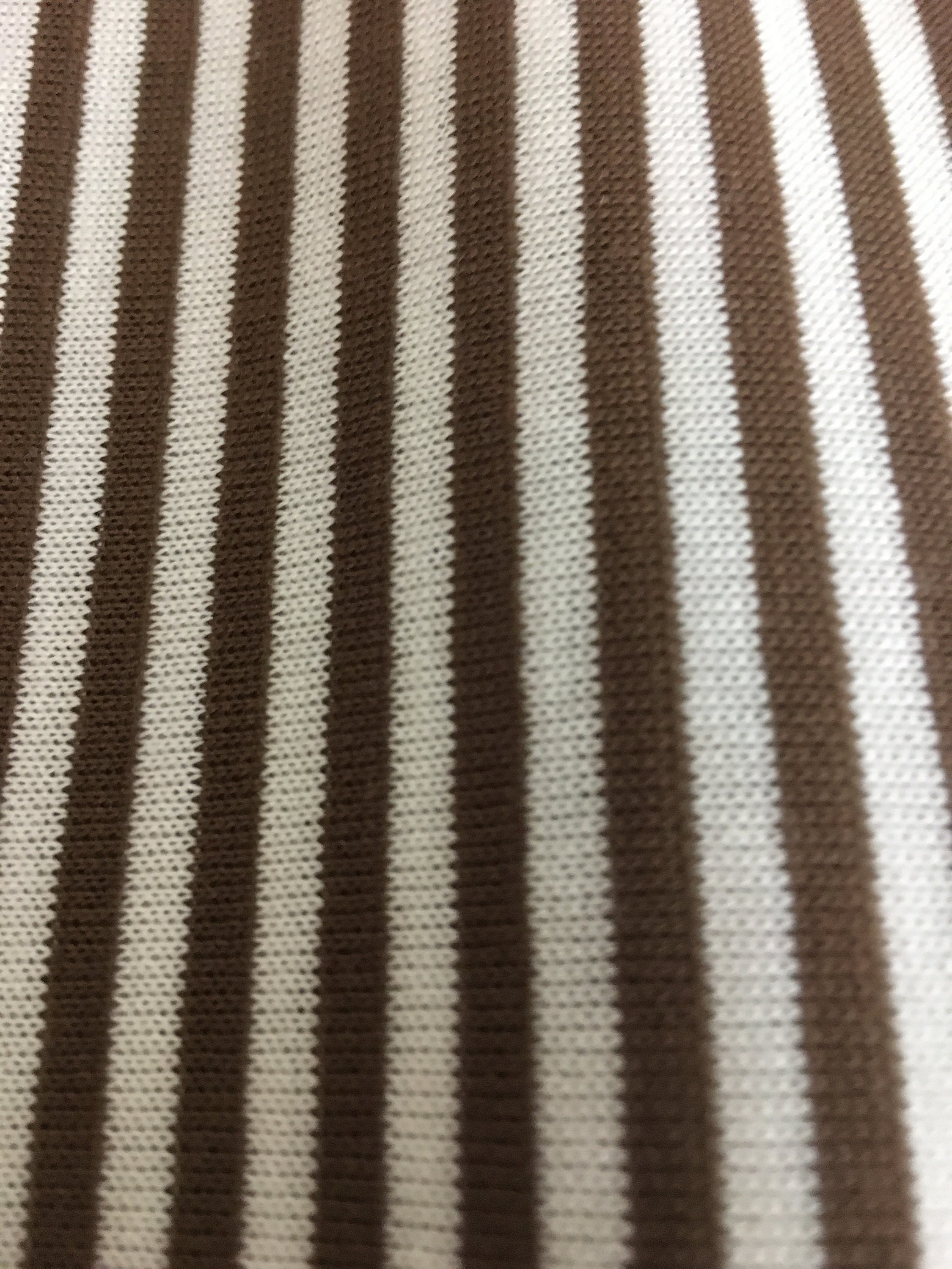 Stripe Cotton Jersey Knit Fabric Sold by Metre White and Brown Soft