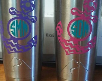 Calcomanía de anclaje, calcomanía de anclaje con monograma, monograma de anclaje Chevron