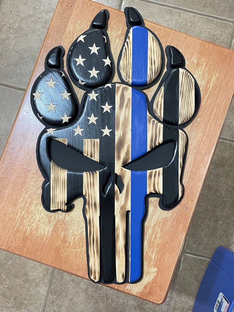 K-9 Paw Punisher American Flag, Wood Wall Decor - Etsy