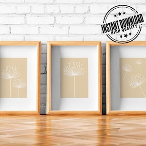 Dandelion print, dandelion wall art, dandelion art print, dandelion prints set, dandelion decor, dandelion art, dandelion flower, set of 3