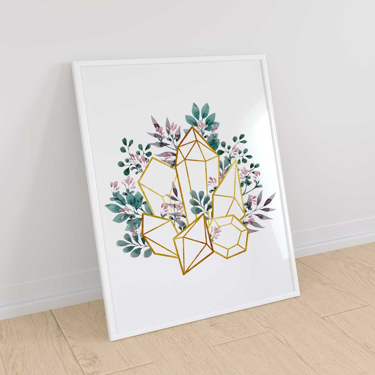 Gold Geometric Crystals and Gemstones Printable Wall Art - Etsy