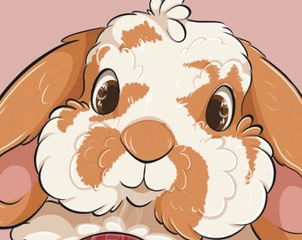 Digital print rabbit wall art, rabbit wall art, bunny art, rabbit art, rabbit illustration, instant download art, art print