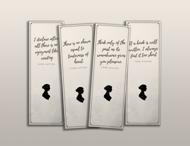 PRINTABLE Jane Austen Bookmarks Digital Download Literary Quotes Pride ...