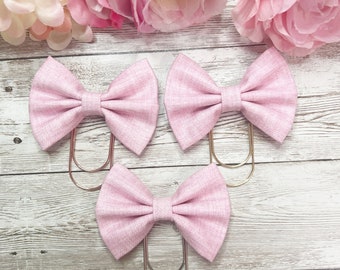 Pink Linen fabric bows