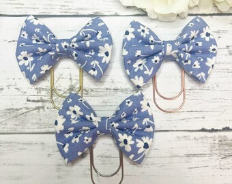 Simple Floral blue fabric bows