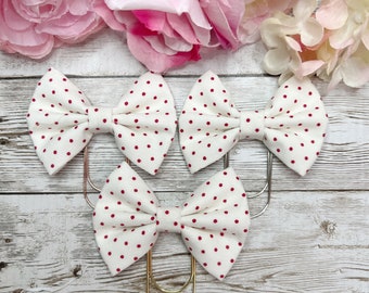 Red Polka Dot Cotton Fabric Bows