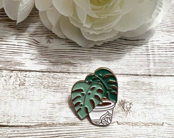 Monstera plant charm pin