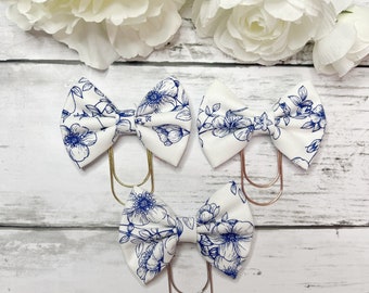 Blue and white floral fabric