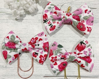 Valentines Floral fabric bows