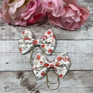 Red Sage Floral fabric bows