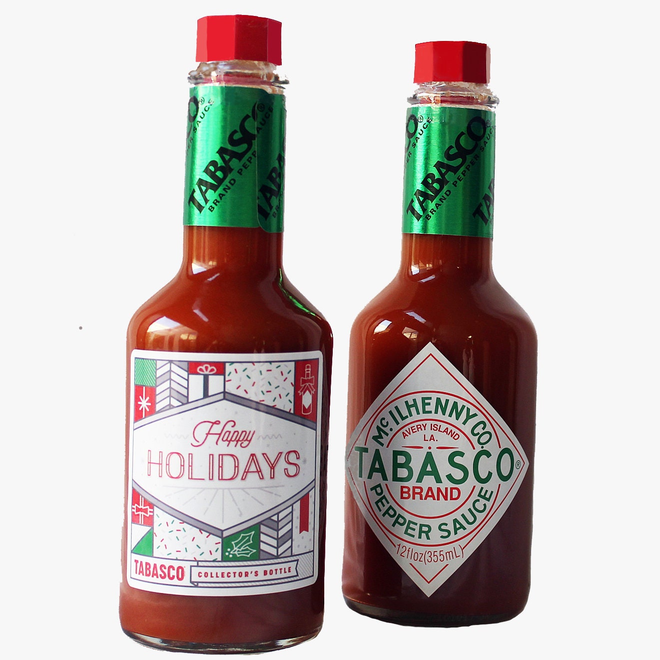 TABASCO Pepper Sauce 12 Ounce Bottle Featuring Happy Holidays Label