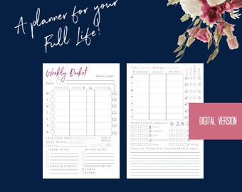 Printable Homeschool, Home Management, Personal Planner (Digital Download)