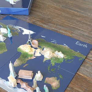 World Landmark & Political Map (Double sided)