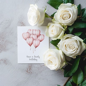 Carte d'anniversaire ballons coeur