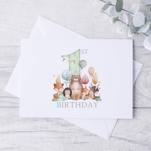 Première carte d'anniversaire Woodland