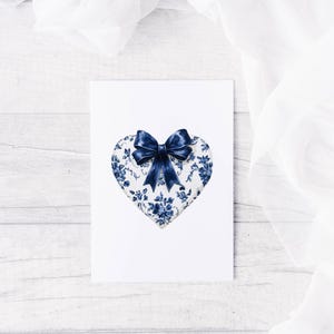 Carte de voeux bleue chinoiserie coeur