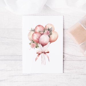 Cartes de vœux ballons floraux roses