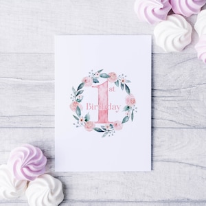 1st Floral Birthday Card