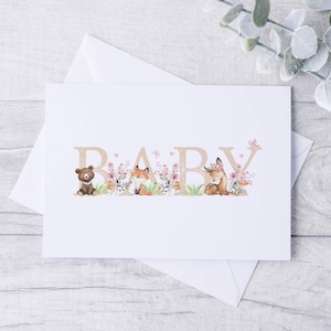 Neutral Woodland Baby Card