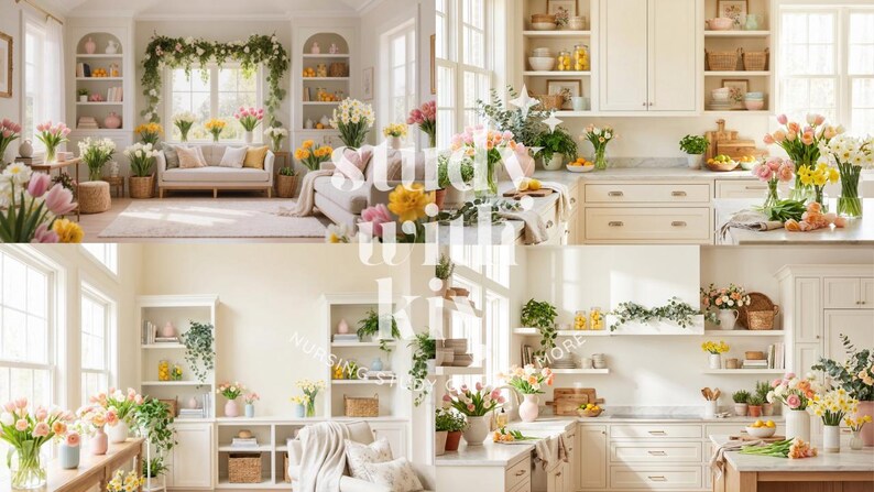 Spring Airy Interior 11 Spring Webcam Backgrounds | Romantic Spring Home Office Virtual ...
