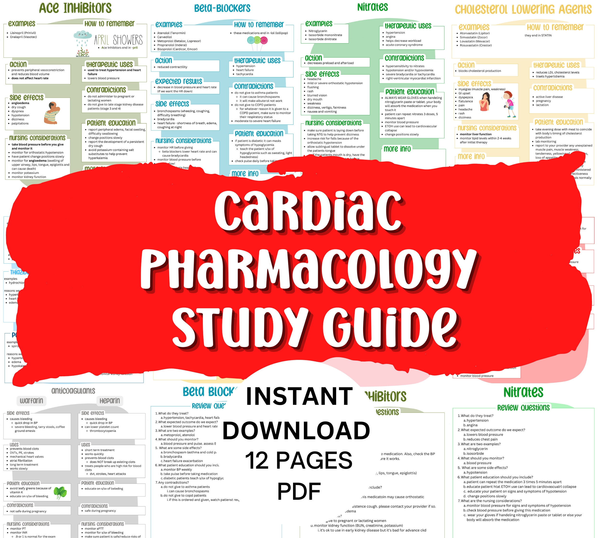 Cardiac Pharmacology Study Guide PDF Download, Med Surg Notes ...