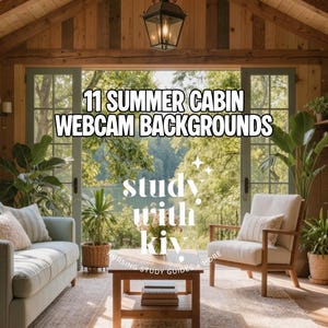 Sommer Kabine Webcam Hintergründe | Gemütliche Seehütte Virtueller Hintergrund | Wald Wohnzimmer Ästhetik | Helles rustikales Hausbüro | 10 Bilder