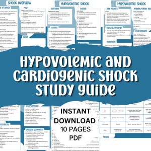 Hypovolemic and Cardiogenic Shock Nursing School Study Guide, Digital Download, Review Questions, Medication Review and Review Chart