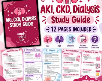 Acute Kidney Injury,  Chronic Kidney Injury, Dialysis Study Guide Nursing, School Student Notes, Study Guide, Med Surg Notes, Renal
