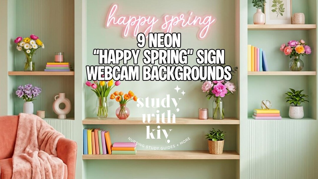 9 Spring Office Zoom Backgrounds | Happy Spring Sign Virtual Background ...