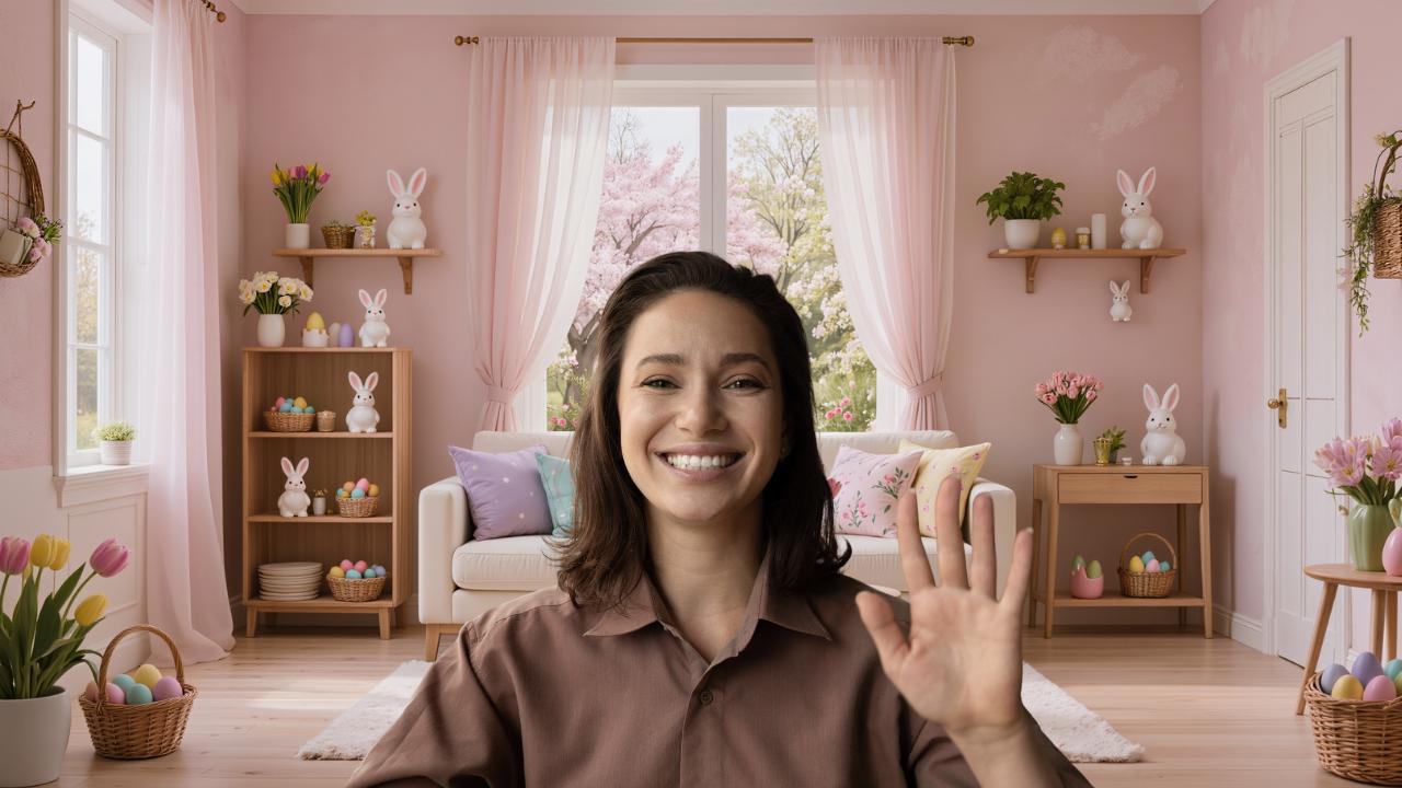 10 Easter Webcam Background Bundle | Pastel Spring Living Room Webcam ...