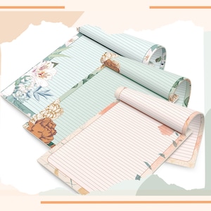 Double Sided Writing Notepads | 3 Pack |  50 Pages Per Pad | Garden Floral | 3 sizes  Legal, Steno, Sticky Notes | Fun Lined Stationary