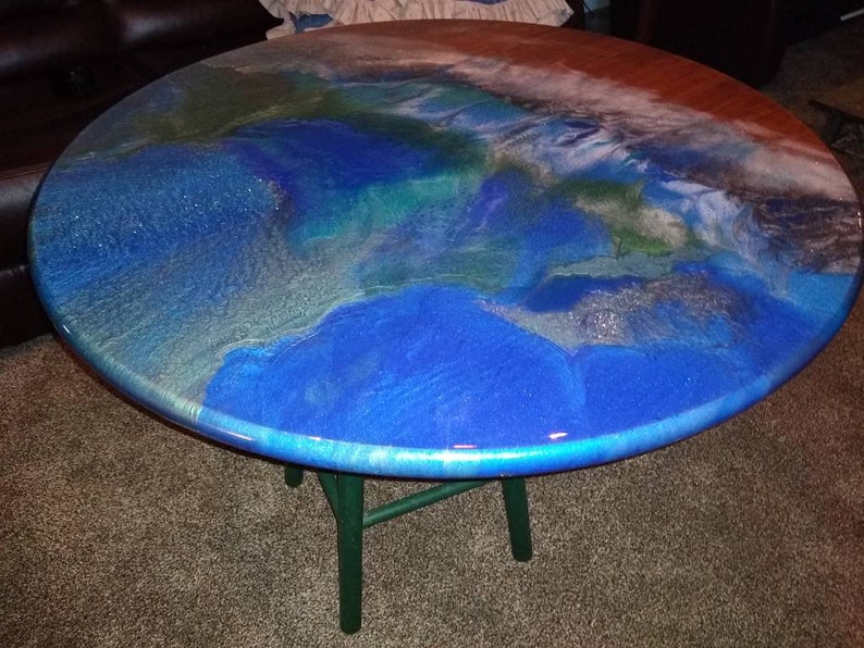 Epoxy Resin Table Top 36-Inch Your Colors or Theme | Etsy