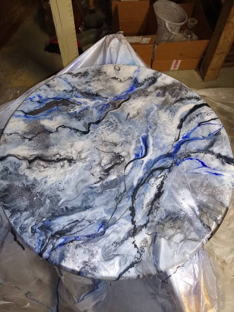 Epoxy Resin Table Top 36Inch Marble See video link Etsy