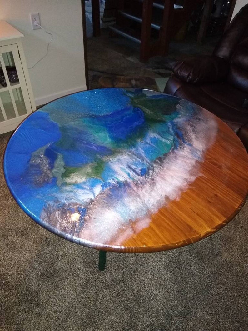 Epoxy Resin Table Top 36Inch Your Colors or Theme Etsy