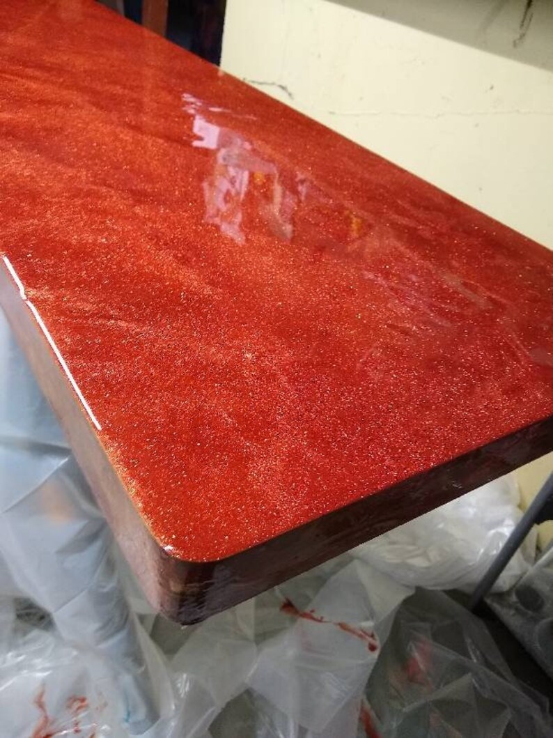 Epoxy Resin Bar Top Solid Maple Copper Flake Etsy
