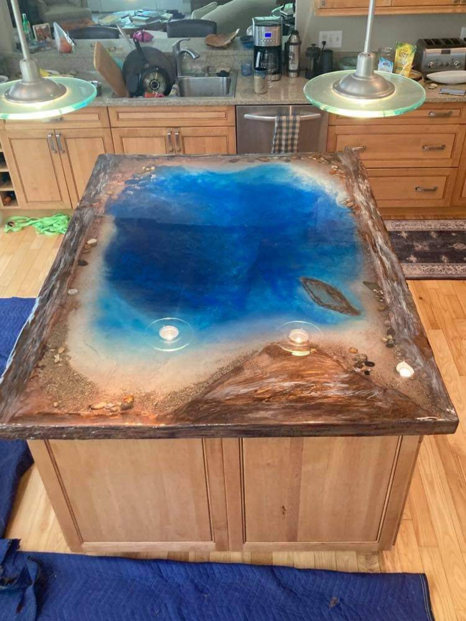 Rare Epoxy Resin Island Dining River Table Wood Rocks Sand Etsy Australia