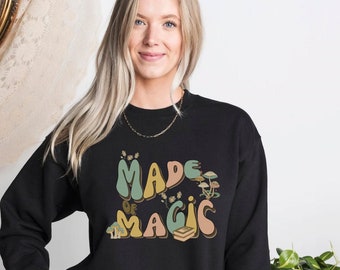 Book Lover Shirt, Witchy Shirt, Made of Magic, Mushroom Shirt, Bookish for Women, Dark Academia, Bookworm Sweater, Goblincore, Whimsigoth