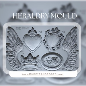 Heraldry IOD Mould Iron Orchid Designs silicone mould embellishment applique onlay for furniture home décor mix media art and craft