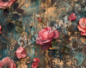 Rococo Botanica Elsie Lane DecoPosh Decoupage Tissue Paper 21"X29" Inch Large paper size Floral Craft Supply