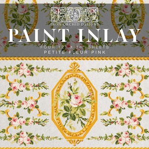 Petite Fleur Pink IOD floral cottagecore paint inlay transfer furniture makeover Iron Orchid Design botanical embellishment DIY furniture