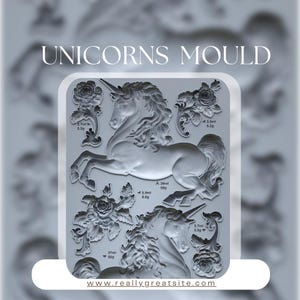 New IOD Summer UNICORNS Iron Orchid Designs silicone mould embellishment applique onlay for furniture home décor mix media art and craft