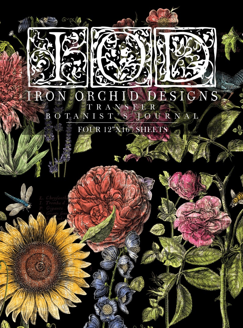 IOD Botanist's Journal Rub-On Decal Transfer for Furniture Decor IOD Transfer for DIY Furniture Makeovers & Unique Home Decor Project immagine 1